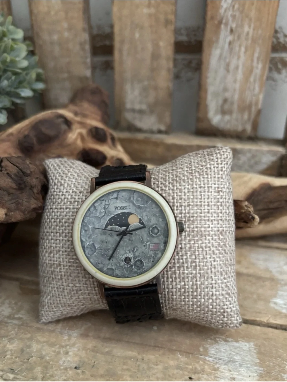 Fossil Moon Landing Watch BW-6726 Vintage Rare Leather Band NEW!